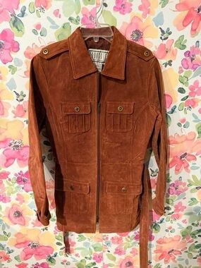 Women’s Tan Suede Utility Jacket with Belt